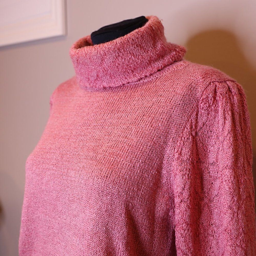 Vintage Pink Cropped Turtleneck Sweater Sz M - Picture 6 of 6
